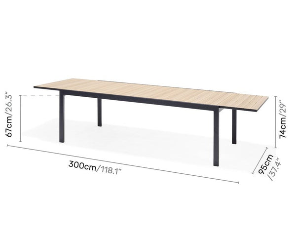 Safavieh Amazonia Paris 11 Piece Rectangular Extendable Outdoor Dining Set | International Home Miami - GEN PANAMA_10STRMSD_ALUBK