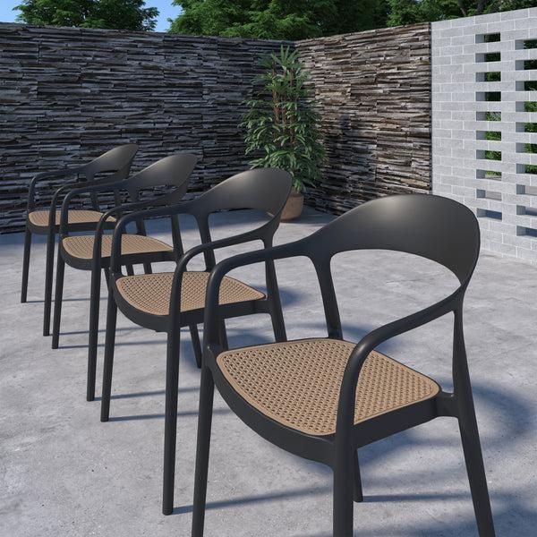 Safavieh Amazonia Porto Banus 7-Piece Outdoor Dining Set | International Home Miami - DIANOVSM_6_CARA_BK
