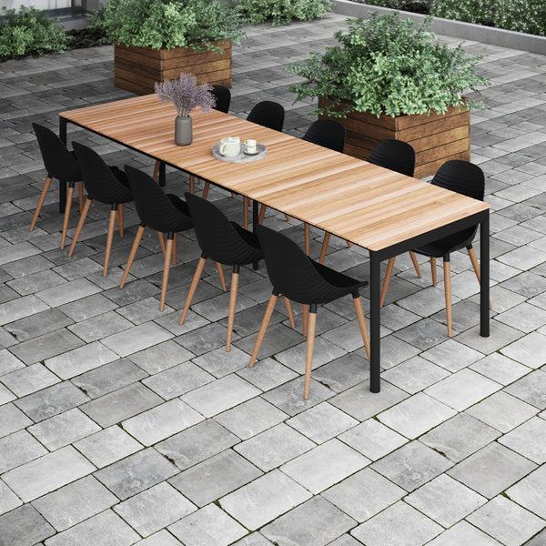 Safavieh Amazonia Roma 11 Piece Extendable Outdoor Dining Set | International Home Miami - GEN TPZEXTBL_10STRMBK