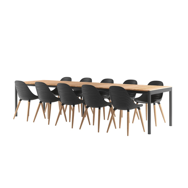 safavieh Amazonia Roma 11 Piece Extendable Outdoor Dining Set | International Home Miami - GEN TPZEXTBL_10STRMBK