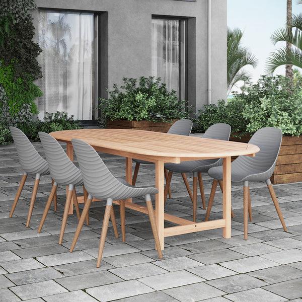 Safavieh Amazonia SandyShores 7-Piece Oval Outdoor Dining Set | International Home Miami - GENDIANOV6STRMSDGR