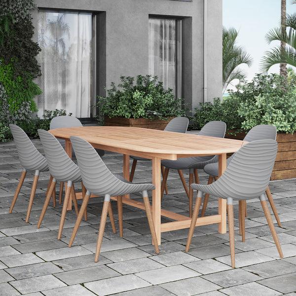 Safavieh Amazonia SandyShores 9-Piece Oval Outdoor Dining Set | International Home Miami - GENDIANOV8STRMSDGR