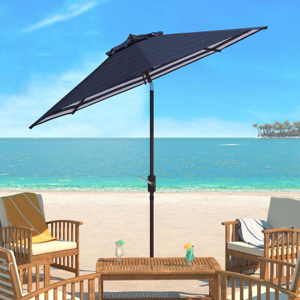 Safavieh Athens Inside Out Striped 9Ft Crank Outdoor Auto Tilt Umbrella | Safavieh - PAT8007