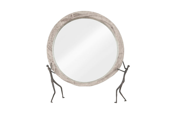 safavieh Atlas Mirror Chamcha Wood Gray Stone Finish Metal | Phillips Collection - TH100834