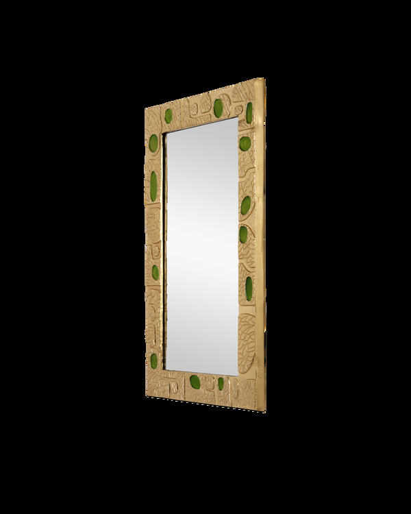 Safavieh Beau Monde Gold & Green Mirror | Currey & Co - 1000-0157