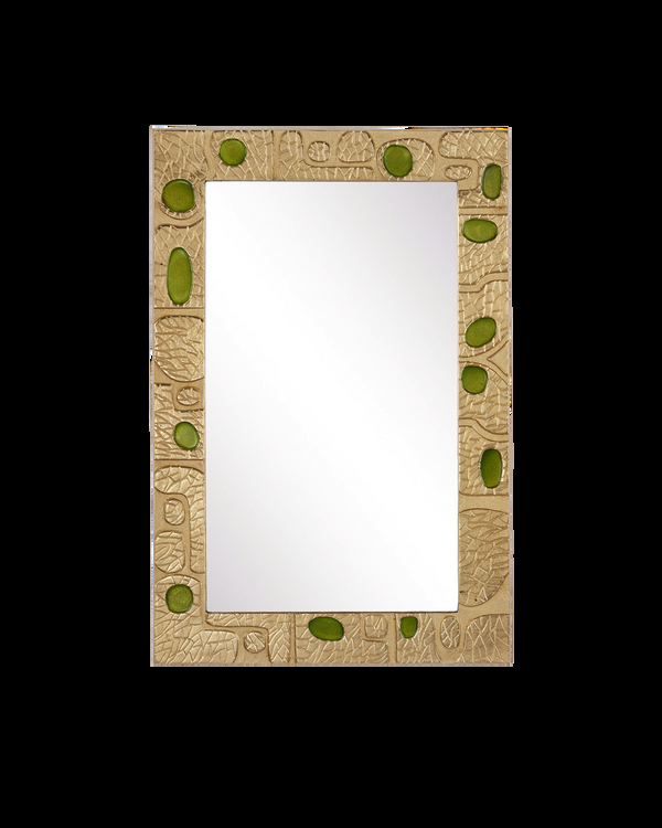 safavieh Beau Monde Gold & Green Mirror | Currey & Co - 1000-0157