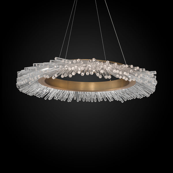 safavieh Benediction 37 inch LED Pendant in Aged Brass with Clear Optic Crystal | Schonbek - BPD46237-AB