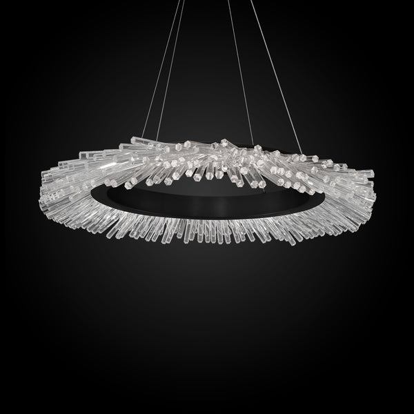 safavieh Benediction 37 inch LED Pendant in Black with Clear Optic Crystal | Schonbek - BPD46237-BK