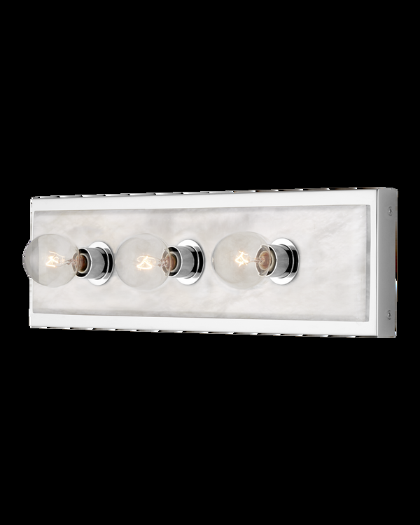 Safavieh Berdine Medium Nickel Bath Wall Sconce - Silver | Currey & Co - 5800-0054