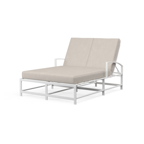 safavieh Bristol Double Chaise in Canvas Flax w/ Self Welt - White | Sunset West - SW501-99-FLAX-STKIT