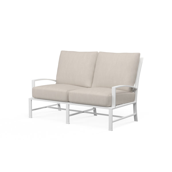 safavieh Bristol Loveseat in Canvas Flax w/ Self Welt - White | Sunset West - SW501-22-FLAX-STKIT