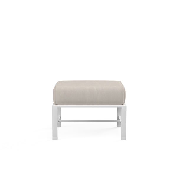 Safavieh Bristol Ottoman In Canvas Flax W/ Self Welt - White | Sunset West - SW501-OTT-FLAX-STKIT