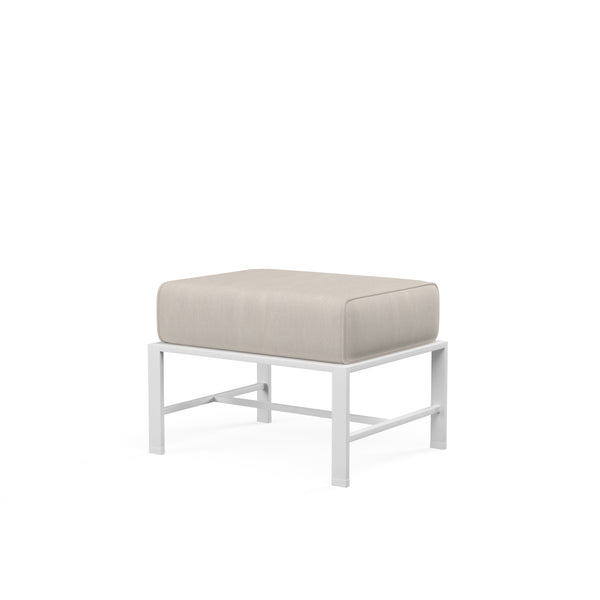 safavieh Bristol Ottoman in Canvas Flax w/ Self Welt - White | Sunset West - SW501-OTT-FLAX-STKIT
