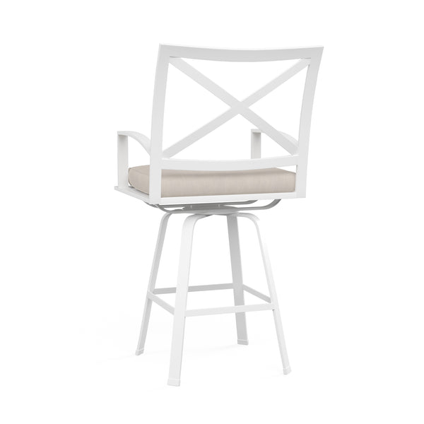 Safavieh Bristol Swivel Barstool In Canvas Flax W/ Self Welt - White | Sunset West - SW501-7B-FLAX-STKIT