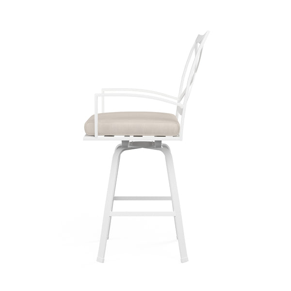 Safavieh Bristol Swivel Barstool In Canvas Flax W/ Self Welt - White | Sunset West - SW501-7B-FLAX-STKIT
