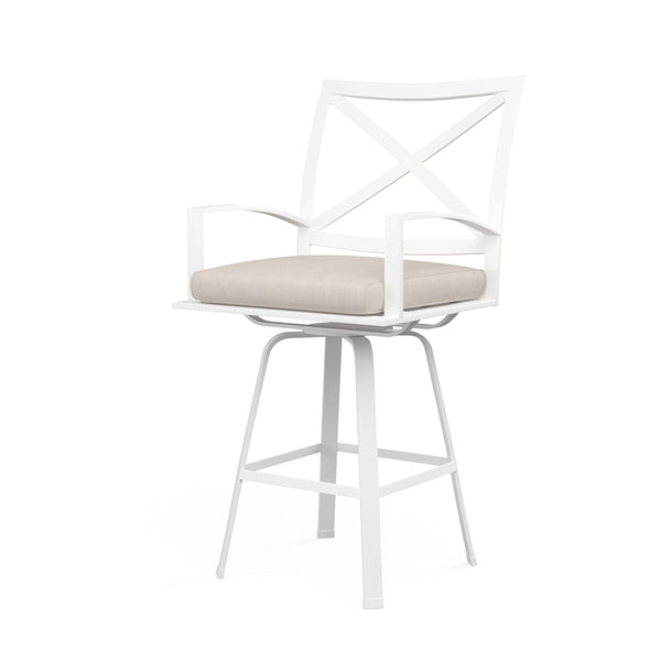 safavieh Bristol Swivel Barstool in Canvas Flax w/ Self Welt - White | Sunset West - SW501-7B-FLAX-STKIT
