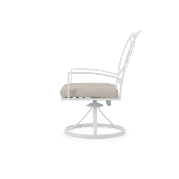 Safavieh Bristol Swivel Dining Chair In Canvas Flax W/ Self Welt - White | Sunset West - SW501-11-FLAX-STKIT