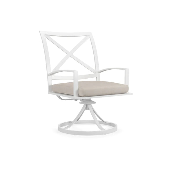 safavieh Bristol Swivel Dining Chair in Canvas Flax w/ Self Welt - White | Sunset West - SW501-11-FLAX-STKIT