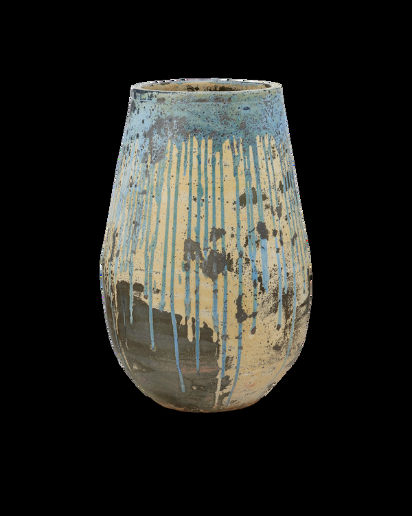 safavieh Capaci Antique Blue Drip Planter | Currey & Co - 2200-0014