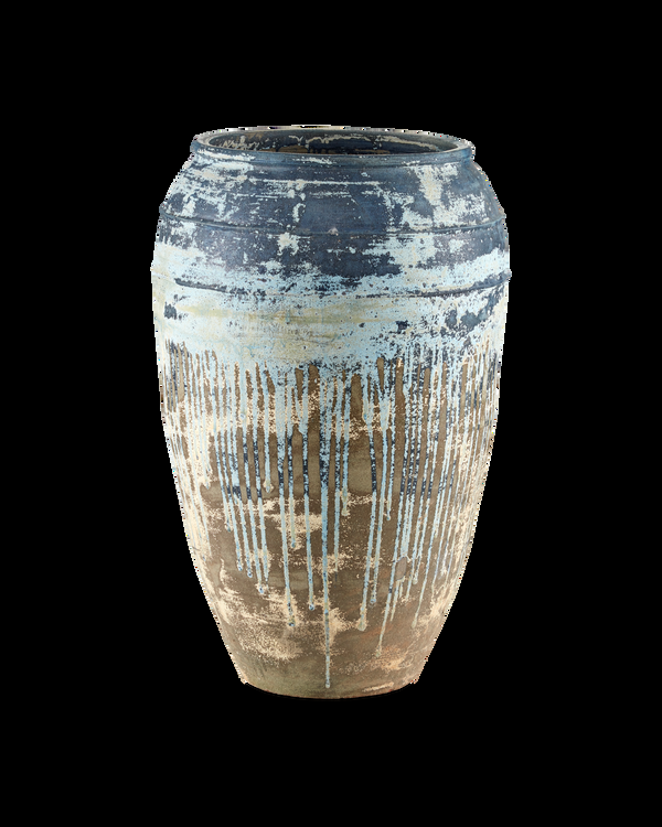 safavieh Catania Large Antique Blue Drip Planter | Currey & Co - 2200-0007