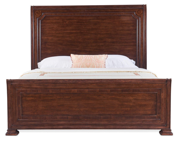 Safavieh Charleston Cal King Sleigh Bed - Dark Wood | Hooker Furniture - 6750-90460-85