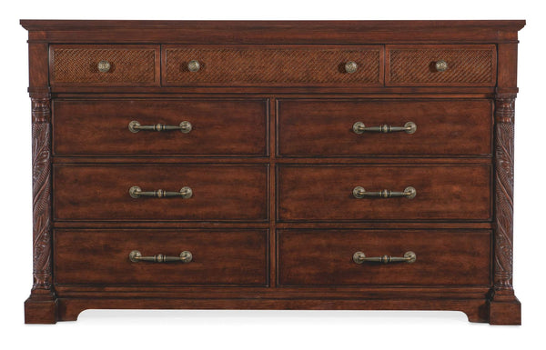 Safavieh Charleston Nine-Drawer Dresser - Dark Wood | Hooker Furniture - 6750-90302-85