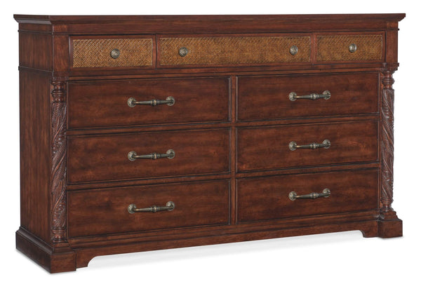 safavieh Charleston Nine-Drawer Dresser - Dark Wood | Hooker Furniture - 6750-90302-85