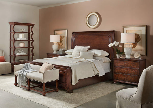 Safavieh Charleston Queen Sleigh Bed - Dark Wood | Hooker Furniture - 6750-90450-85
