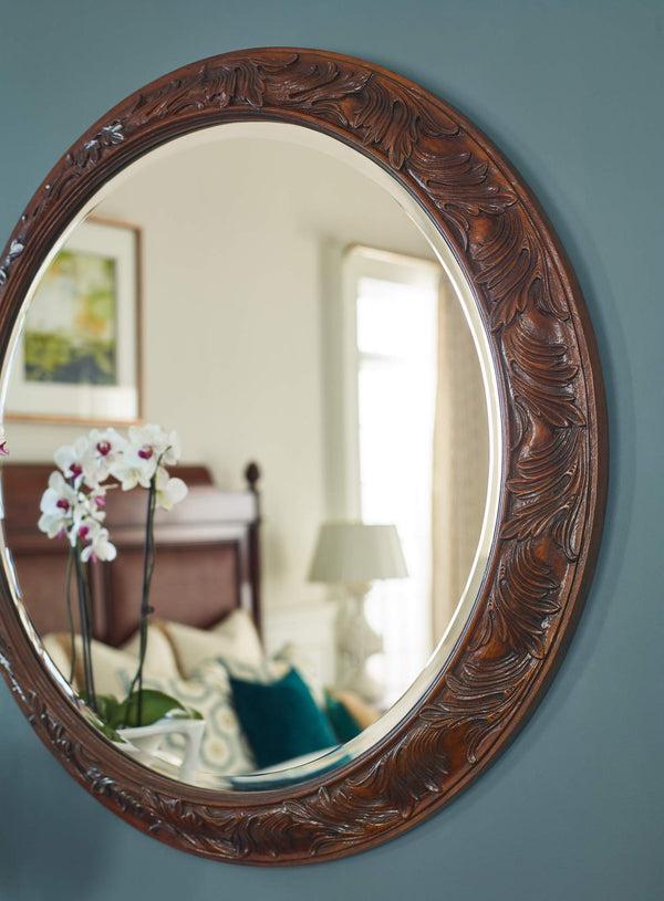 Safavieh Charleston Round Mirror - Dark Wood | Hooker Furniture - 6750-90007-85