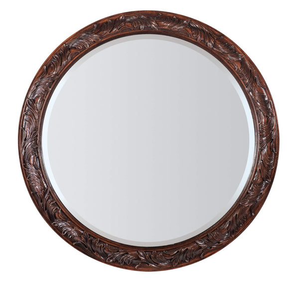 safavieh Charleston Round Mirror - Dark Wood | Hooker Furniture - 6750-90007-85