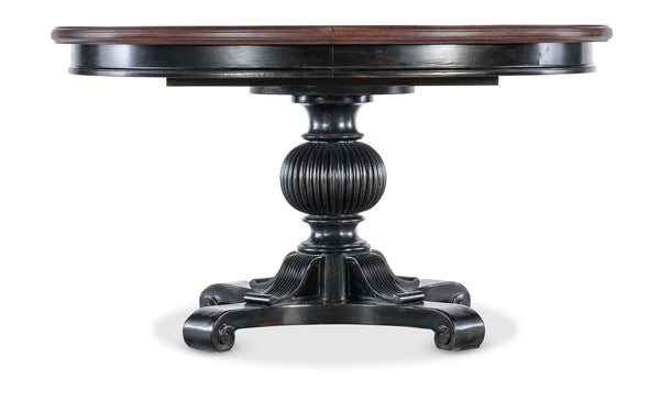 Safavieh Charleston Round Pedestal Dining Table With 1-20in Leaf - Black | Hooker Furniture - 6750-75203-00