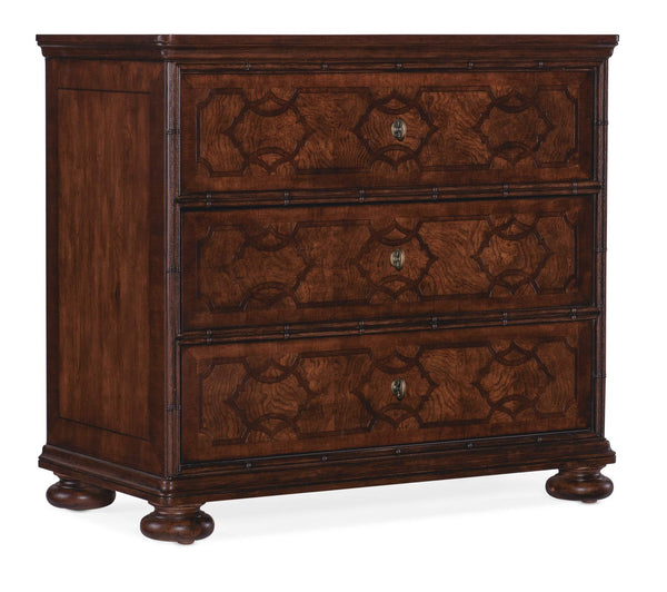 safavieh Charleston Three-Drawer Nightstand - Dark Wood | Hooker Furniture - 6750-90116-85