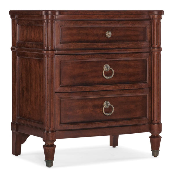 safavieh Charleston Three-Drawer Nightstand - Dark Wood | Hooker Furniture - 6750-90015-85