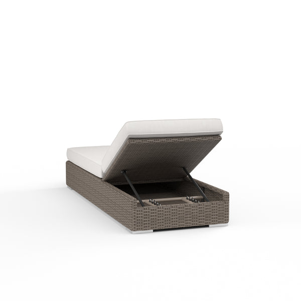 Safavieh Coronado Adjustable Chaise In Canvas Flax W/ Self Welt - Driftwood | Sunset West - SW2101-9-FLAX-STKIT