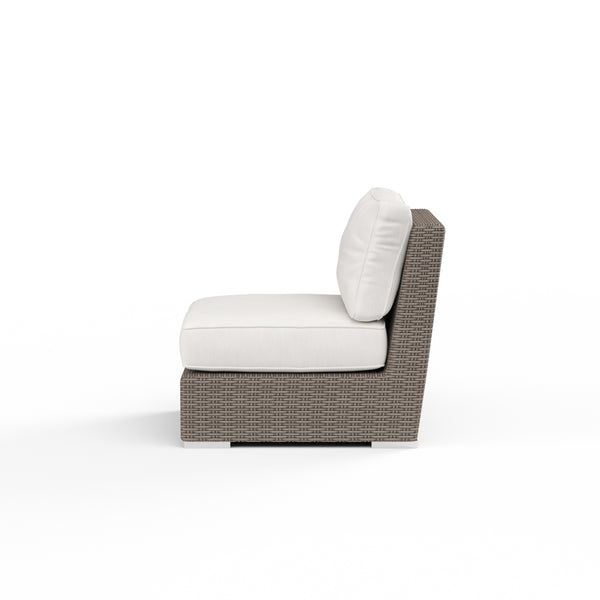 Safavieh Coronado Armless Club Chair In Canvas Flax W/ Self Welt - Driftwood | Sunset West - SW2101-AC-FLAX-STKIT