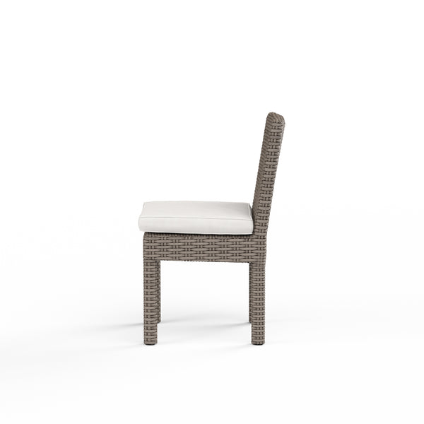 Safavieh Coronado Armless Dining Chair In Canvas Flax W/ Self Welt - Driftwood | Sunset West - SW2101-1A-FLAX-STKIT