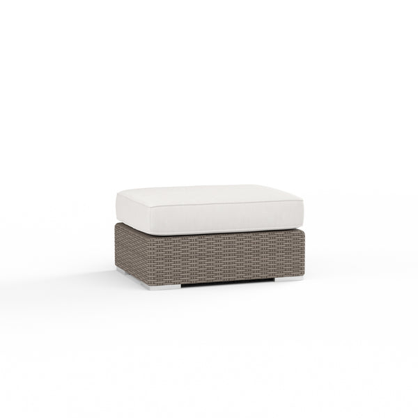 Safavieh Coronado Ottoman In Canvas Flax W/ Self Welt - Driftwood | Sunset West - SW2101-OTT-FLX-STKIT