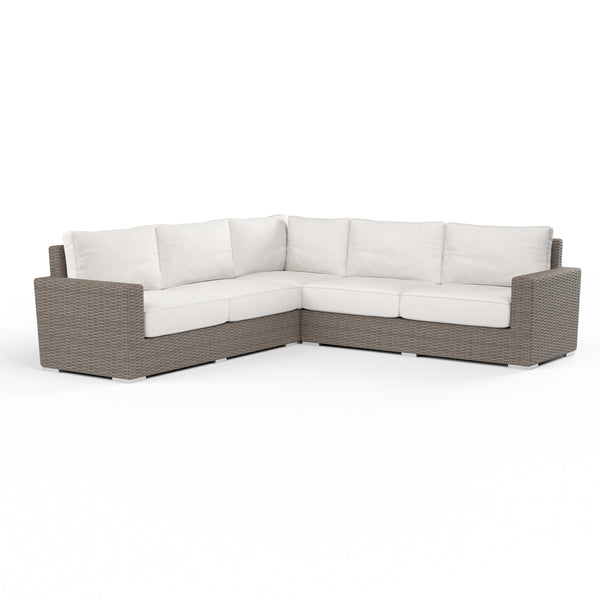 safavieh Coronado Sectional in Canvas Flax w/ Self Welt - Driftwood | Sunset West - SW2101-SEC-FLX-STKIT