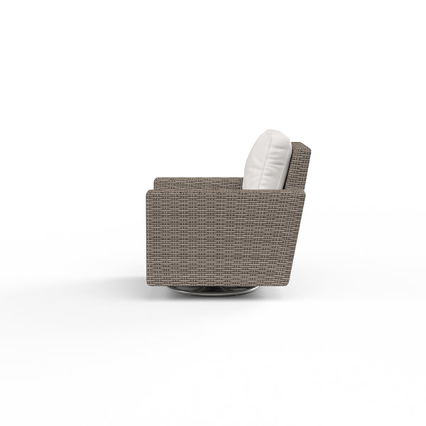 Safavieh Coronado Swivel Rocker In Canvas Flax W/ Self Welt - Driftwood | Sunset West - SW2101-21SR-FX-STKIT