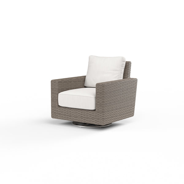 safavieh Coronado Swivel Rocker in Canvas Flax w/ Self Welt - Driftwood | Sunset West - SW2101-21SR-FX-STKIT