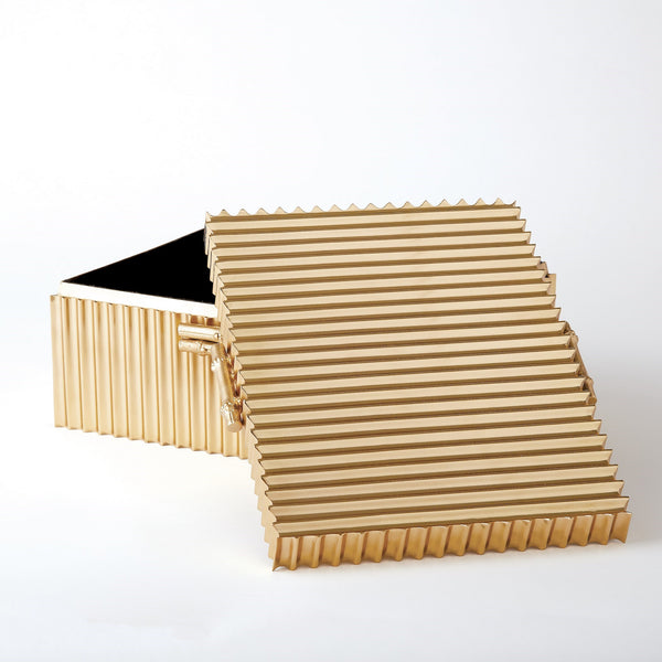 Safavieh Corrugated Bamboo Box-Brass-Lg | Global Views - 9.92034