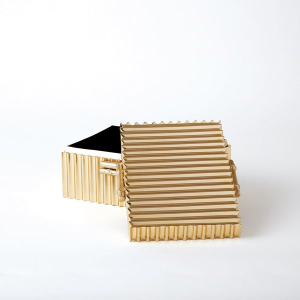 Safavieh Corrugated Bamboo Box-Brass-Sm | Global Views - 9.92035