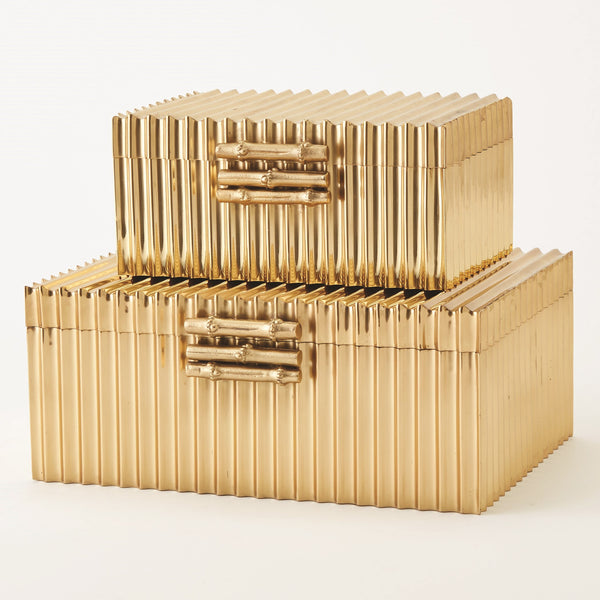 Safavieh Corrugated Bamboo Box-Brass-Sm | Global Views - 9.92035