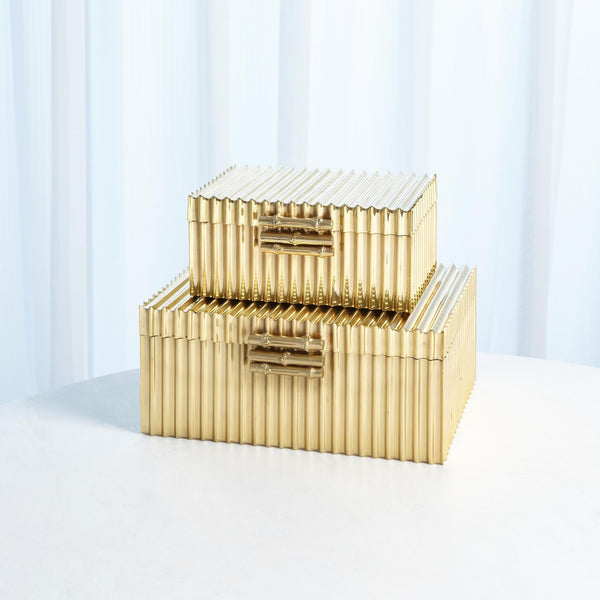 Safavieh Corrugated Bamboo Box-Brass-Sm | Global Views - 9.92035
