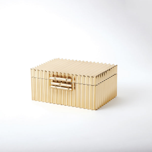 safavieh Corrugated Bamboo Box-Brass-Sm | Global Views - 9.92035