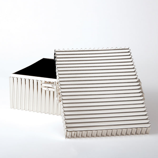 Safavieh Corrugated Bamboo Box-Nickel-Lg | Global Views - 9.92036