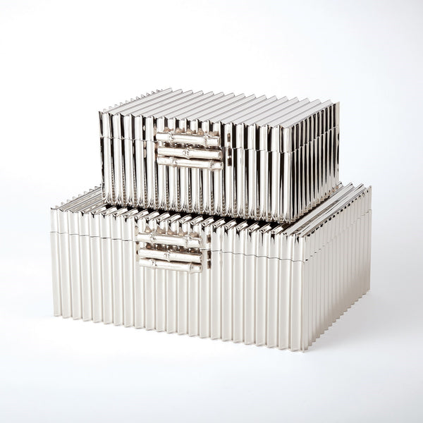 Safavieh Corrugated Bamboo Box-Nickel-Lg | Global Views - 9.92036