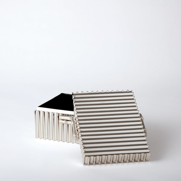 Safavieh Corrugated Bamboo Box-Nickel-Sm | Global Views - 9.92037