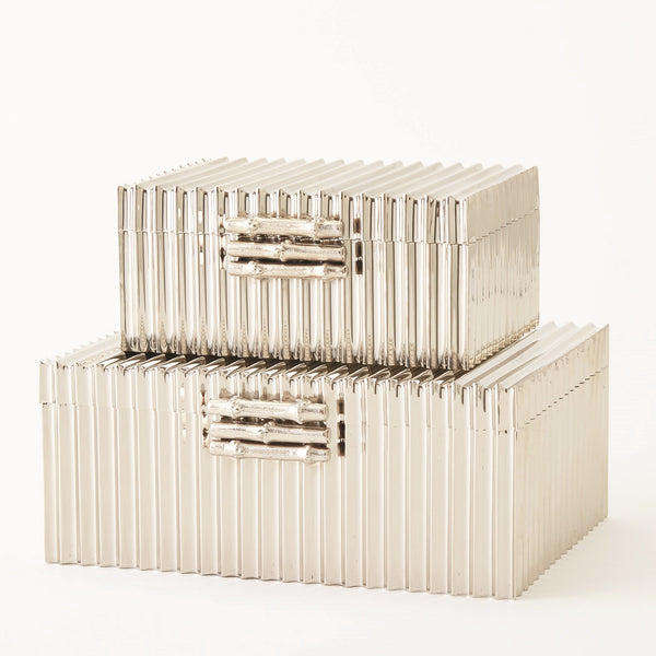 Safavieh Corrugated Bamboo Box-Nickel-Sm | Global Views - 9.92037
