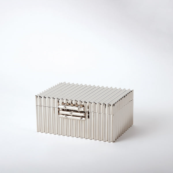 safavieh Corrugated Bamboo Box-Nickel-Sm | Global Views - 9.92037
